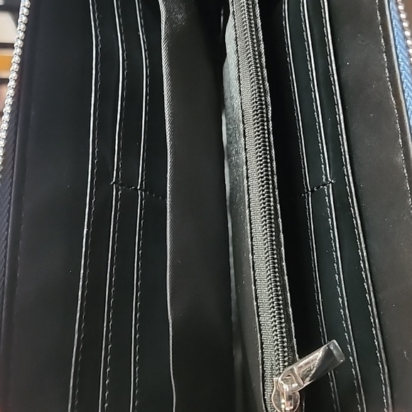 Rhinestone Studded Denim Clutch Wallet Nwot - Picture 4 of 10